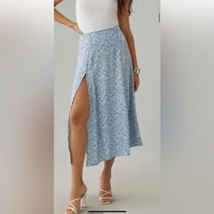 Reformation Blue and White Floral Maxi Skirt